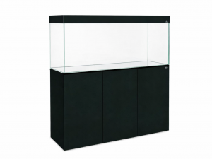 Aquatic-Kombination Weißglas-Aquarium-Komplettset 120x50x50 (LxTxH) 300l mit 24W LED-Abdeckung, Dekor: Schwarz matt (auf Lager in PLZ 31555)