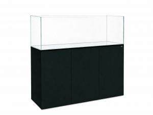 Aquatic-Kombination Weißglas-Aquarium-Komplettset 120x50x50 (LxTxH) 300l OHNE Abdeckung, Dekor: Schwarz matt (auf Lager in PLZ 31555)
